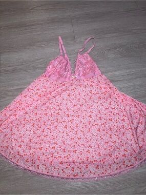 Spoiled Angel Pink Lace & Heart-Print Coquette Babydoll Chemise Nightdress Small